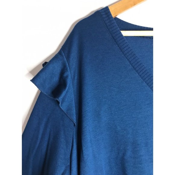 Torrid Blue Teal Light Ruffle Long Sleeve Knit Top Women's Size 3 New - Picture 4 of 9